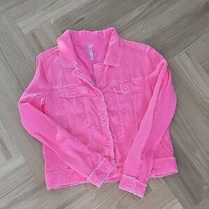 Lulu-B Vibrant Pink Button-Up Linen Jacket Xsmall